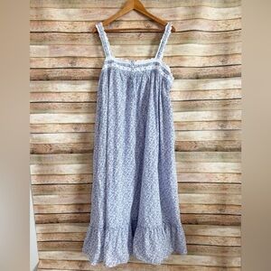 Eileen West Dainty Floral Print Cottagecore Eyelet Sleeveless Long Nightgown XL